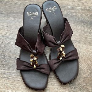 Italian Shoemakers brown wedge sandals, size 7.5